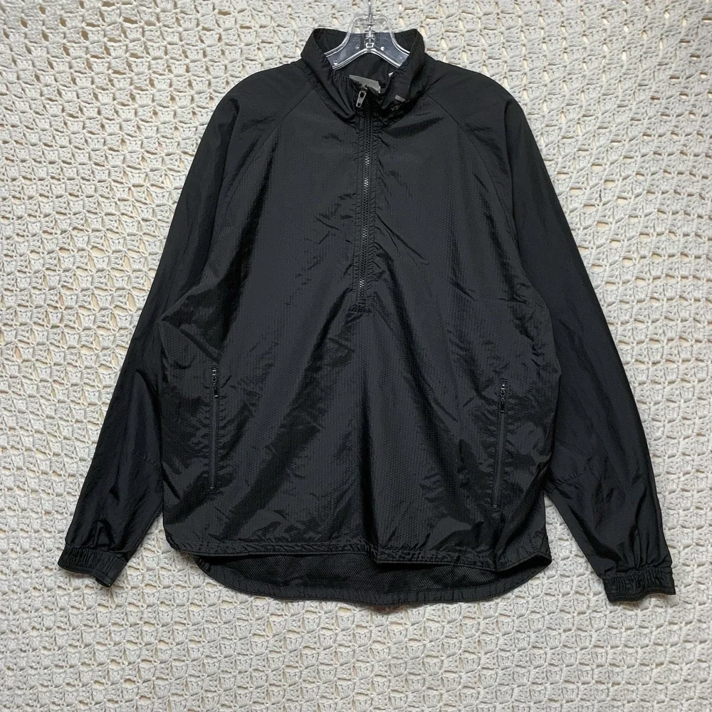 Adidas Windbreaker Pullover Mens Size‎ M Black 1/4 zip Long Sleeve Zip Pockets